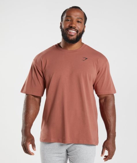 Men's Gymshark Essential Oversized T-Shirts Rose | CA 17D680